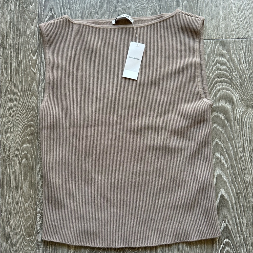 Abercrombie & Fitch Taupe Ribbed Knit Top